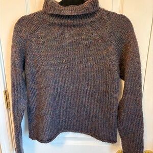 Zara Angora Blend Turtleneck Sweater Fuzzy Cropped Multicolor M